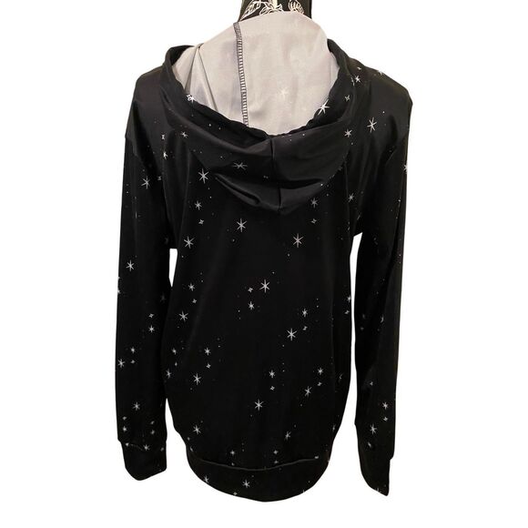 FancyQube Black Cat Hoodie Moon Pentagram Goth Gothic Punk Grunge Witch Occult - Picture 3 of 13